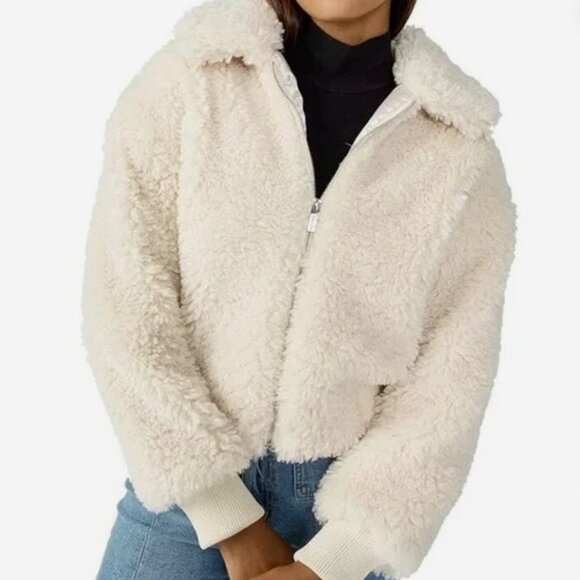 NWT Sanctuary Women's Tori Faux-Fur Long-Sleeve Jacket Size Large - Picture 1 of 7